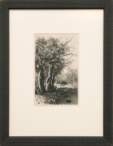 George Elbert Burr (1859-1939) Untitled (Creek and Trees) August 3, 1923 etching