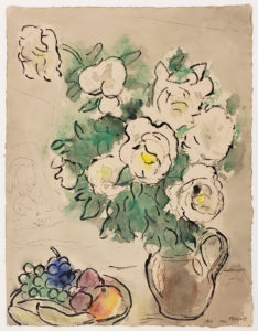 chagall painting of roses on beige background